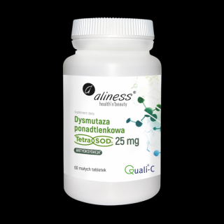 ALINESS Dysmutaza ponadtlenkowa  (Tetra Sod) (Antyoksydant) 25 mg 60 małych tabletek wegańskich