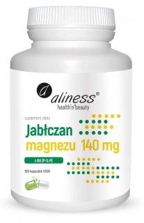 ALINESS Magnesium Malate z P-5-P (Jabłczan Magnezu + Witamina B6) 140mg 100 kapsułek wegetariańskich