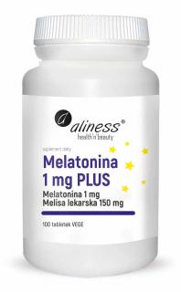 ALINESS Melatonina 1mg PLUS (Wspomaga zasypianie i jakość snu) 100 Tabletek wegetariańskich