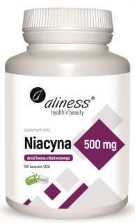 ALINESS Niacyna, Amid Kwasu Nikotynowego 500 mg - 100 kapsułek wegetariańskich