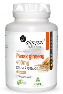 ALINESS Panax Ginseng 400mg (Żeń-szeń koreański, Witalność) 100 Kapsułek wegetariańskich