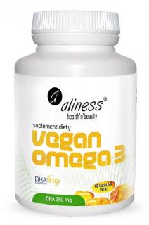 ALINESS Vegan Omega 3 DHA 250mg (Olej z mikroalg) 60 Kapsułek wegańskich