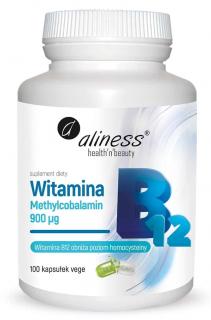 ALINESS Witamina B12 Methylcobalamin 900µg (Metylokobalamina) - 100 kapsułek wegetariańskich