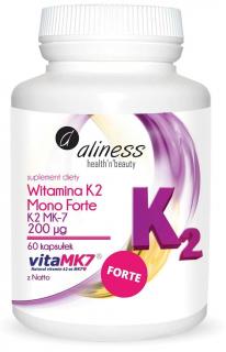 ALINESS Witamina K2 MonoFORTE MK7 200 µg z Natto - 60 kapsułek