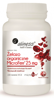 ALINESS Żelazo Organiczne MicroFerr 25 mg - 100 tabletek wegetariańskich