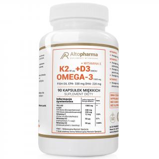 ALTO PHARMA Witamina K2 MK-7 + D3 2000IU Vit E + Omega-3 90 Kapsułek miękkich Suplement diety
