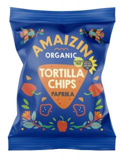 Amaizin chipsy tortilla kukurydziane paprykowe bezglutenowe bio 75 g