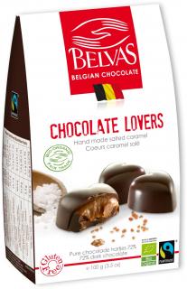 Belvas czekoladki belgijskie serca z karmelem i solą morską fair trade bezglutenowe bio 100 g