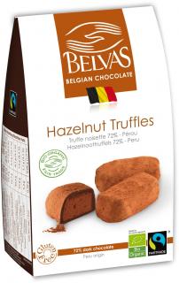 Belvas czekoladki belgijskie trufle z orzechami laskowymi fair trade bezglutenowe bio 100 g