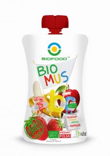 Bio food mus truskawkowo  bananowo  jabłkowy bezglutenowy bio 90 g