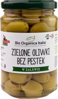 Bio organica italia oliwki zielone bez pestek w zalewie bio 280 g (150 g) (słoik)