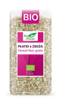 Bio planet płatki 4 zboża (orkisz, owies, jęczmień, żyto) bio 300 g