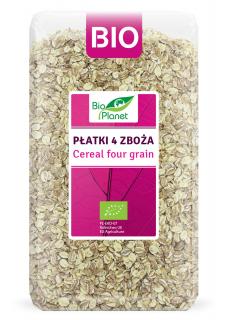 Bio planet płatki 4 zboża (orkisz, owies, jęczmień, żyto) bio 600 g