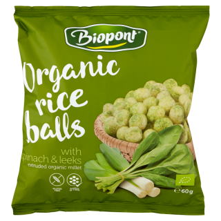 Biopont chrupki ryżowe ze szpinakiem i porem bezglutenowe bio 60 g