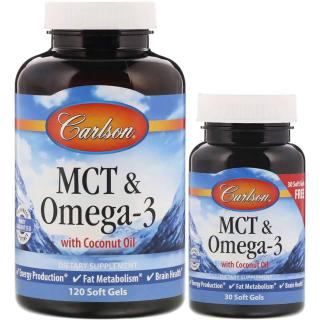 CARLSON LABS MCT  Omega-3 120 + 30 Kapsułek żelowych