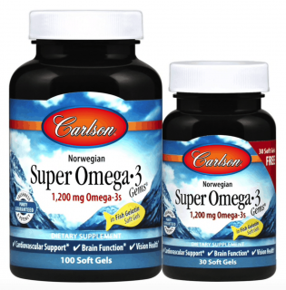 CARLSON LABS Super Omega-3 Gems Pescetarian (Omega 3 EPA DHA idealna dla Peskatarian) 100 + 30 kapsułek żelowych