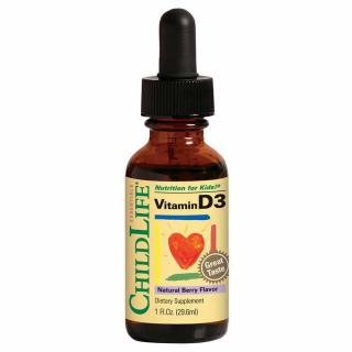 ChildLife Liquid Vitamin D3 (Witamina D3 w Kroplach) 29.6ml Naturalny Smak Jagodowy