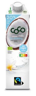 Coco (dr martins) coconut milk  napój kokosowy do picia 2 % tłuszczu bez dodatku cukrów fair trade bio 1 l