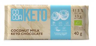 Cocoa czekolada kokosowa z olejem mct bez dodatku cukrów bezglutenowa keto bio 40 g