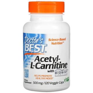 Doctor's Best Acetyl-L-Carnitine with Biosint Carnitines 500mg (Acetylo-L-Karnityna z Biosint Karnityny) 120 Kapsułek wegetariańskich