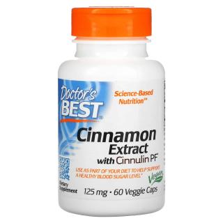 Doctor's Best Cinnamon Extract with Cinnulin PF 125mg (Ekstrakt z cynamonu z cynuliną) 60 Kapsułek wegetariańskich