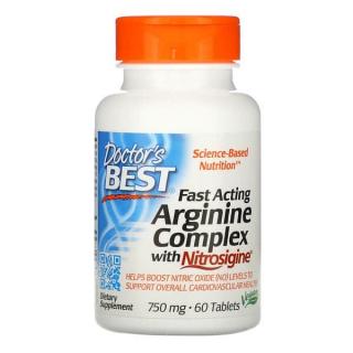 Doctor's Best Fast Acting Arginine Complex with Nitrosigine 750mg (Szybko działający kompleks argininy z nitroziginą) 60 Tabletek