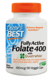 Doctor's Best Fully Active Folate 400 with Quatrefolic (Kwas Foliowy) 400mcg - 90 kapsułek wegetariańskich