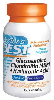 Doctor's Best Glucosamine Chondroitin MSM Plus Hyaluronic Acid (Glukozamina z Kwasem Hialuronowym) - 150 kaps