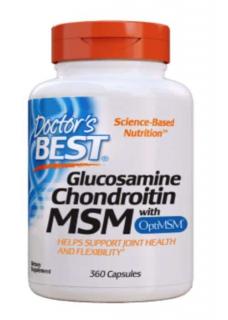 Doctor's Best Glucosamine Chondroitin MSM z OptiMSM (Glukozamina z MSM) 360 kaps