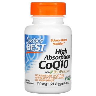 Doctor's Best High Absorption CoQ10 with BioPerine 100mg (CoQ10 z Bioperyną) 60 Kapsułek wegetariańskich