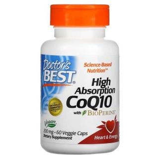 Doctor's Best High Absorption CoQ10 with BioPerine 200mg (CoQ10 z Bioperyną) 60 Kapsułek wegetariańskich