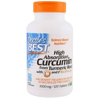 Doctor's Best High Absorption Curcumin From Turmeric Root with C3 Complex  BioPerine 1000mg (Kurkuma) 120 Tabletek