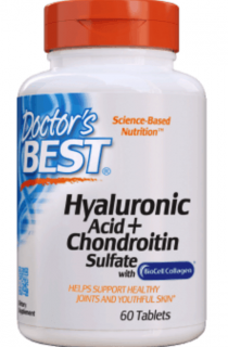 Doctor's Best Hyaluronic Acid + Chondroitin Sulfate with BioCell Collagen (Kwas Hialuronowy + Siarczan Chondroityny z Kolagenem) 60 tabletek