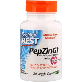 DOCTOR'S BEST PepZin GI (Cynk i L-Karnozyna - Wsparcie Trawienia) 120 kapsułek wegetariańskich