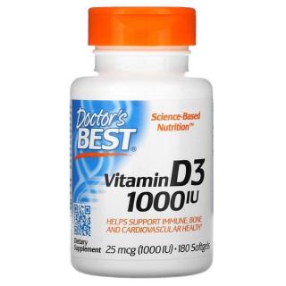 Doctor's Best Vitamin D3 1000IU (Witamina D3) 180 Kapsułek żelowych