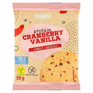 FrankOli Ciastko Proteinowe z Żurawiną i Wanilią bez dodatku cukru 50g