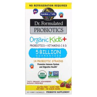 GARDEN OF LIFE Dr. Formulated Probiotics Organic Kids + 30 Tabletek do żucia Truskawka Banan