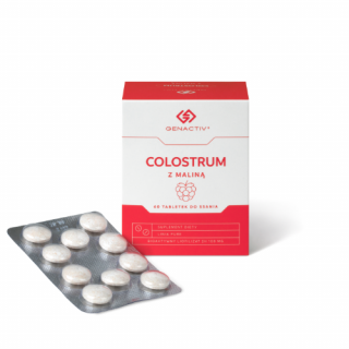 GENACTIV COLOSTRUM Z MALINĄ 100mg 60 Tabletek do ssania o smaku malinowym