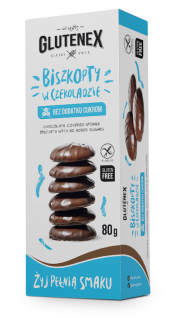 Glutenex biszkopty w czekoladzie bez dodatku cukrów bezglutenowe 80 g