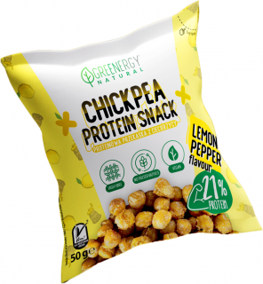 Greenergy przekąska proteinowa z ciecierzycy o smaku cytryny i pieprzu 50 g