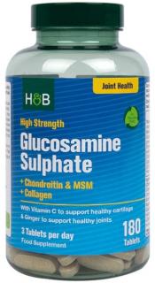 HOLLAND  BARRETT Glucosamine Sulphate + Chondroitin  MSM + Collagen (180 tabl.)