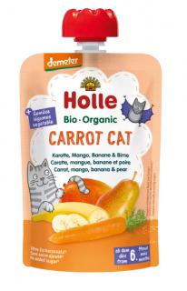Holle mus marchewkowy kot (marchew  mango  banan  gruszka) bez dodatku cukrów od 6 miesiąca demeter bio 100 g