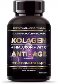 INTENSON Kolagen Anti-Age + Hialuron + Wit C (Kolagen, Kwas hialuronowy, Witamina C) 90 Tabletek