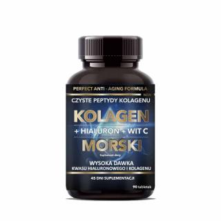 INTENSON Kolagen Morski + Hialuron + Wit C (Kolagen, Kwas hialuronowy, Witamina C) 90 Tabletek