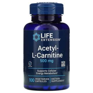 LIFE EXTENSION Acetyl-L-Carnitine 500mg (Acetylo-L-karnityna ALC) 100 Kapsułek wegetariańskich