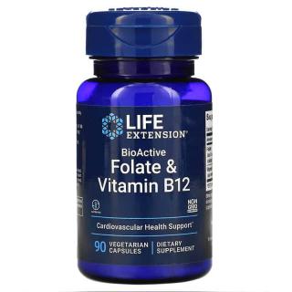 LIFE EXTENSION BioActive Folate  Vitamin B12 (Układ krążenia) 90 Kapsułek wegetariańskich