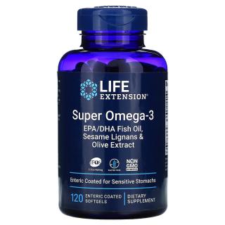 LIFE EXTENSION Super Omega-3 EPA/DHA with Sesame Lignans  Olive Extract (Omega-3 EPA/DHA z Lignanami Sezamowymi i Wyciągiem z Oliwki) 120 Kapsułek do