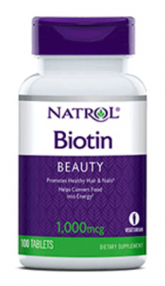 NATROL Biotin (Biotyna) 1000mcg - 100 tabletek wegetariańskich