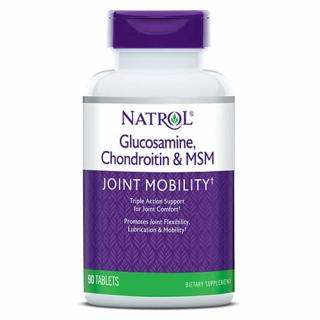 NATROL Glucosamine Chondroitin MSM (Glukozamina, Metylosulfonylometan) 90 Tabletek