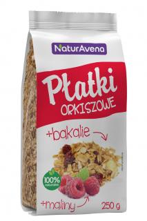 Naturavena płatki orkiszowe z owocami tropikalnymi, słonecznikiem i malinami 200 g